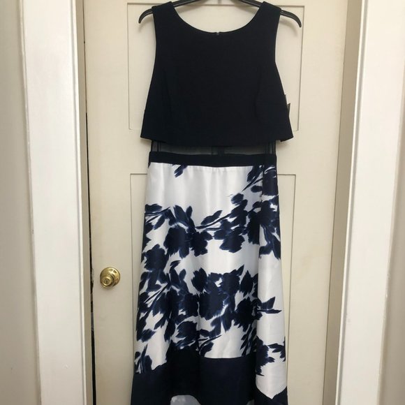 Betsy & Adam Illusion HiLow Gown Size 16W - Picture 1 of 10